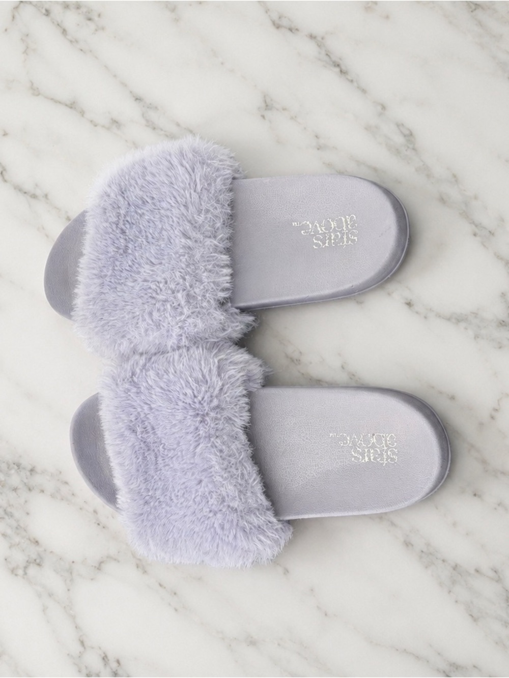 Lilac Fuzzy Slide Sandals